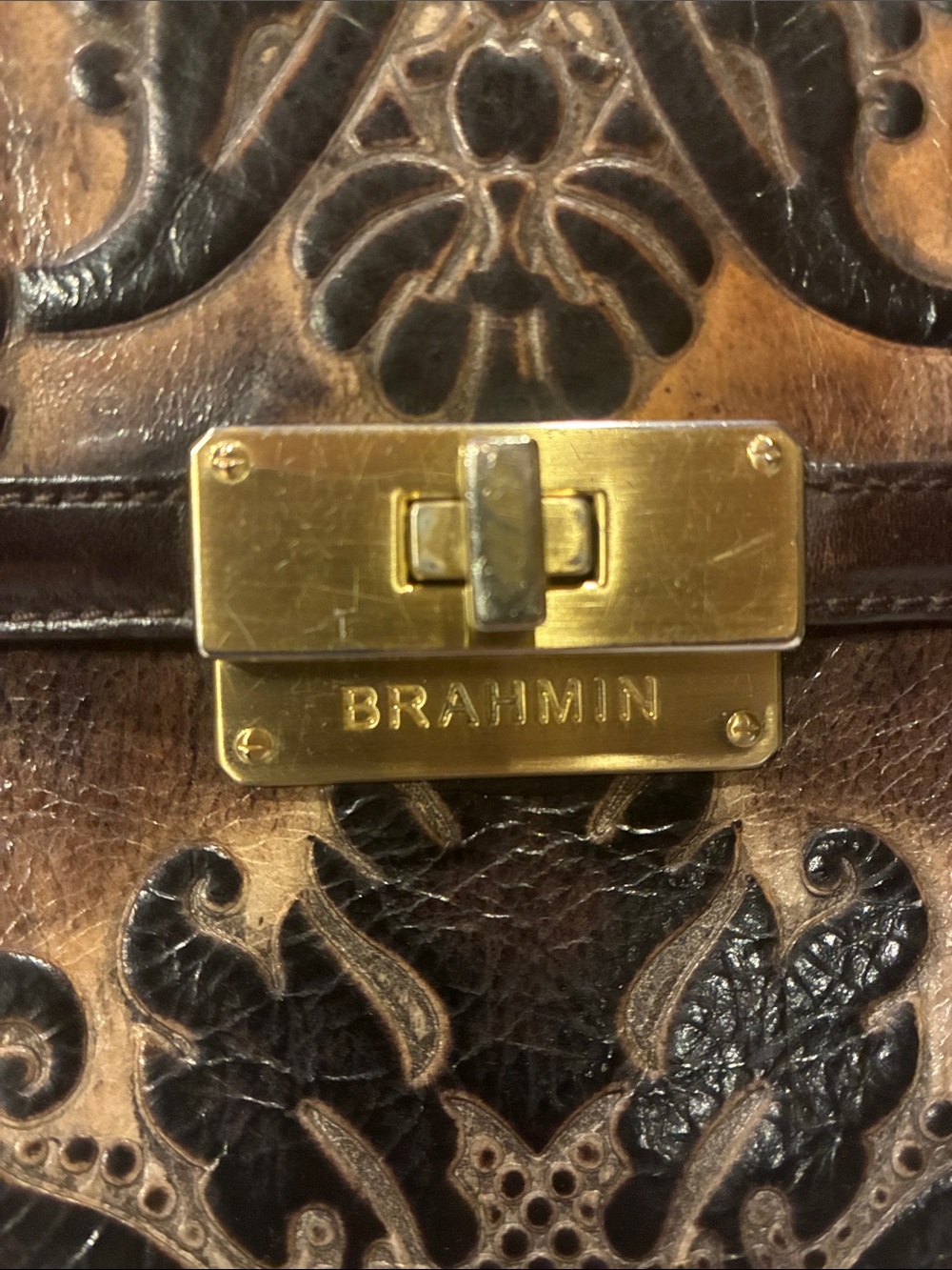 Brahmin Mimosa Espresso Fresco Embossed Leather Crossbody (ABBA) - Picture 3 of 16